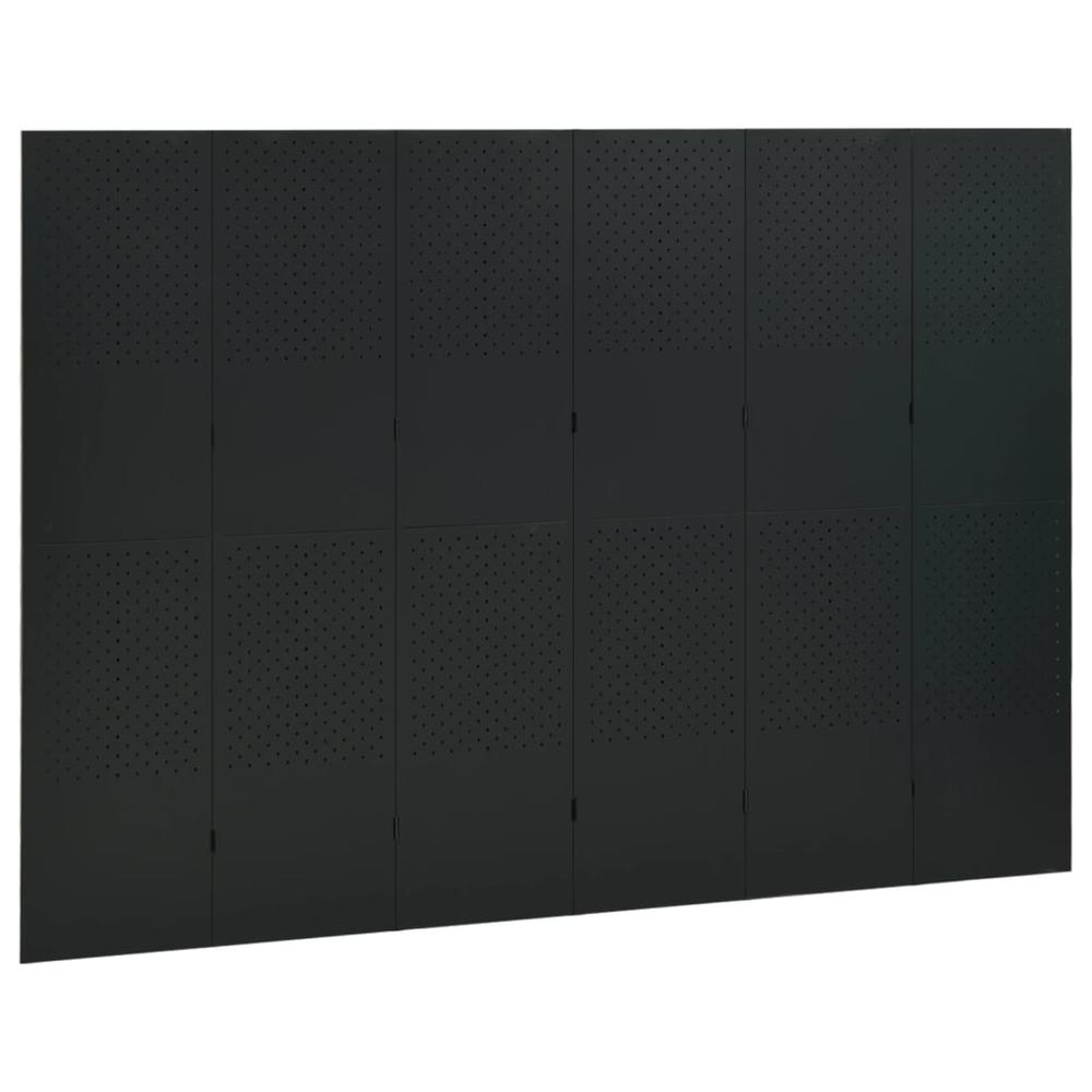 vidaXL 6-Panel Room Divider Black 94.5"x70.9" Steel. Picture 3