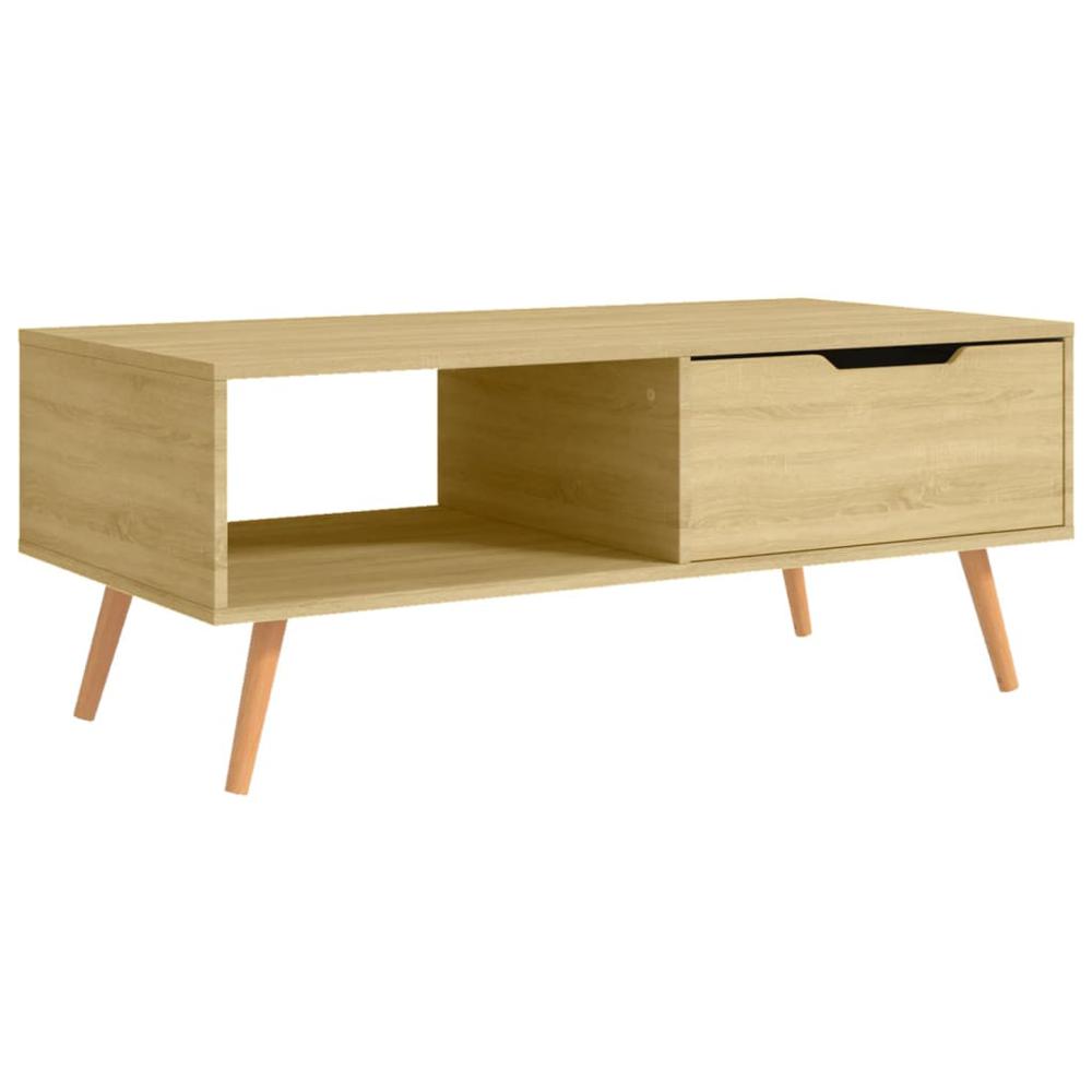 vidaXL Coffee Table Sonoma Oak 39.4"x19.5"x16.9" Engineered Wood. Picture 2