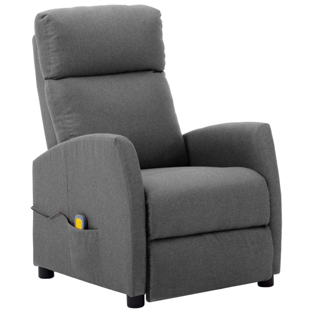vidaXL Massage Reclining Chair Light Gray Fabric, 289706. Picture 1