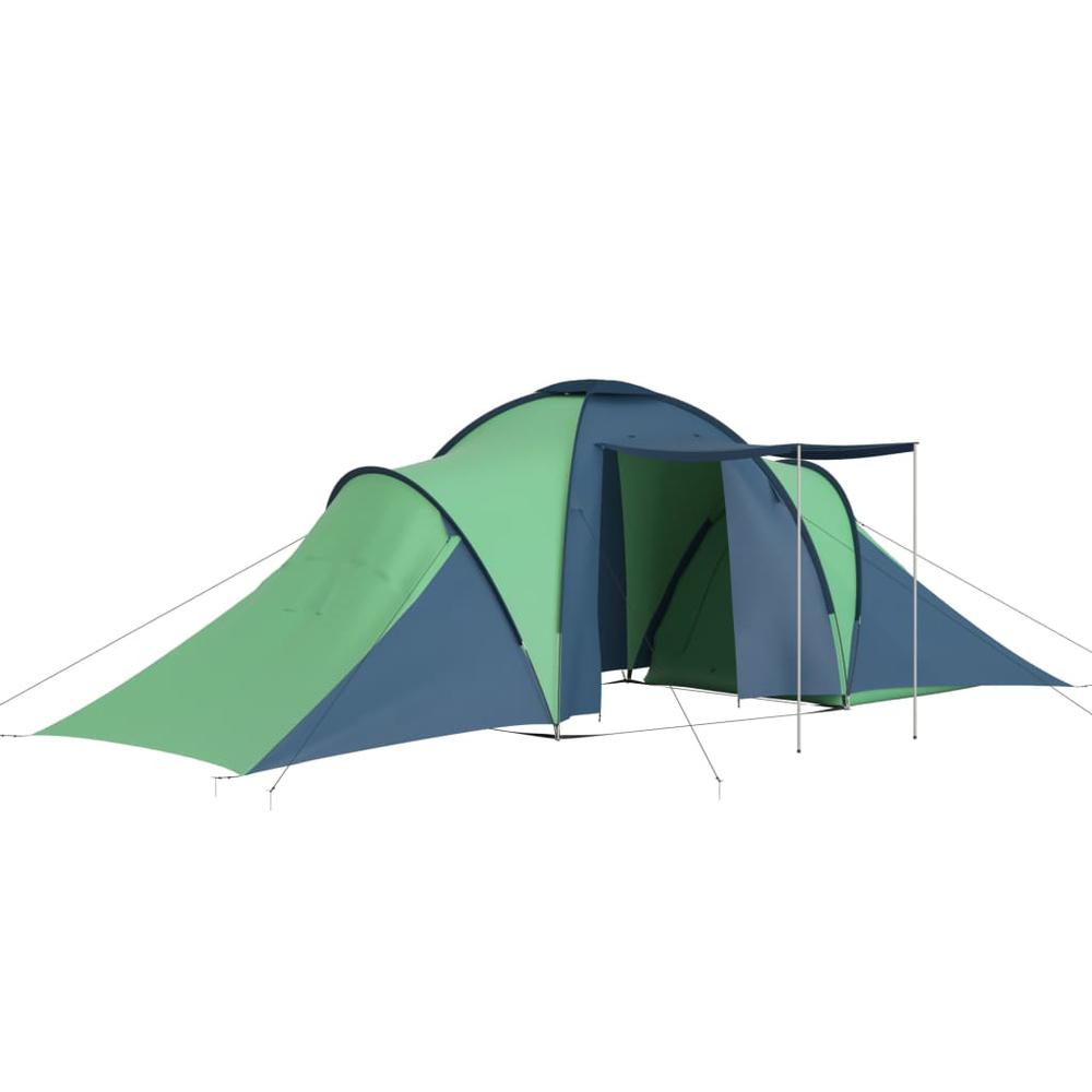 vidaXL Camping Tent 6 Persons Blue and Green. Picture 2