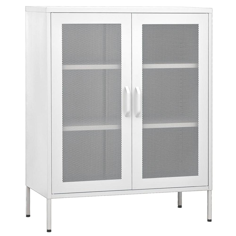 vidaXL Storage Cabinet White 31.5"x13.8"x40" Steel, 336179. Picture 2