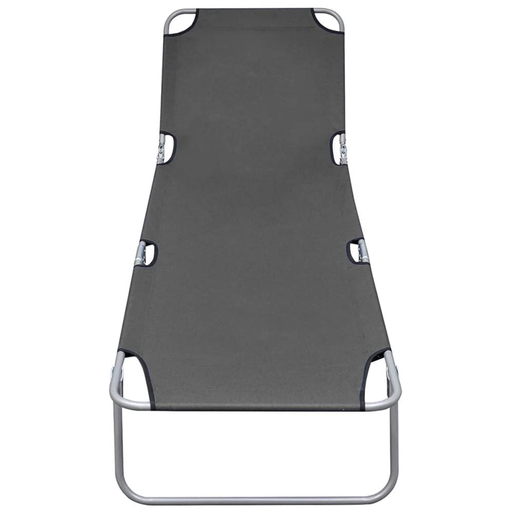 vidaXL Foldable Sunlounger with Adjustable Backrest Gray, 44293. Picture 3