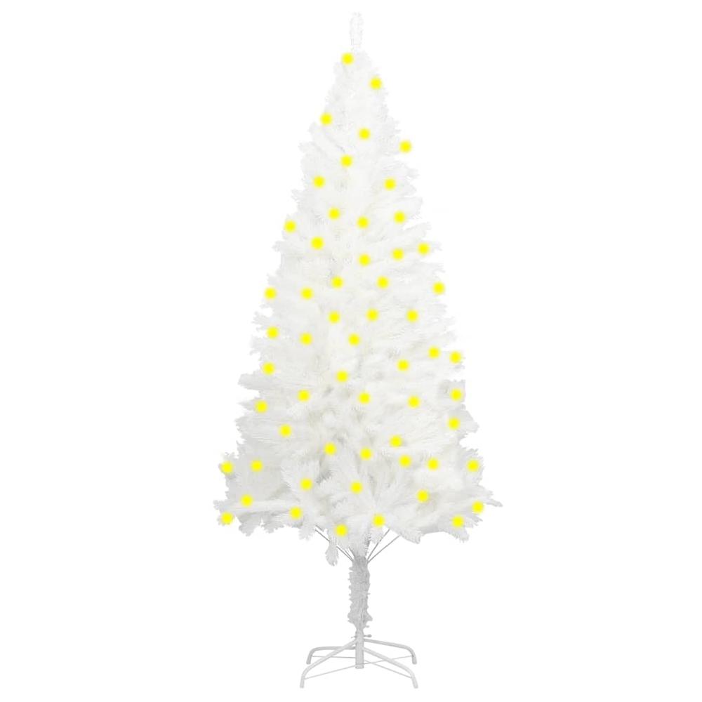 vidaXL Artificial Christmas Tree with LEDs White 59.1". Picture 1