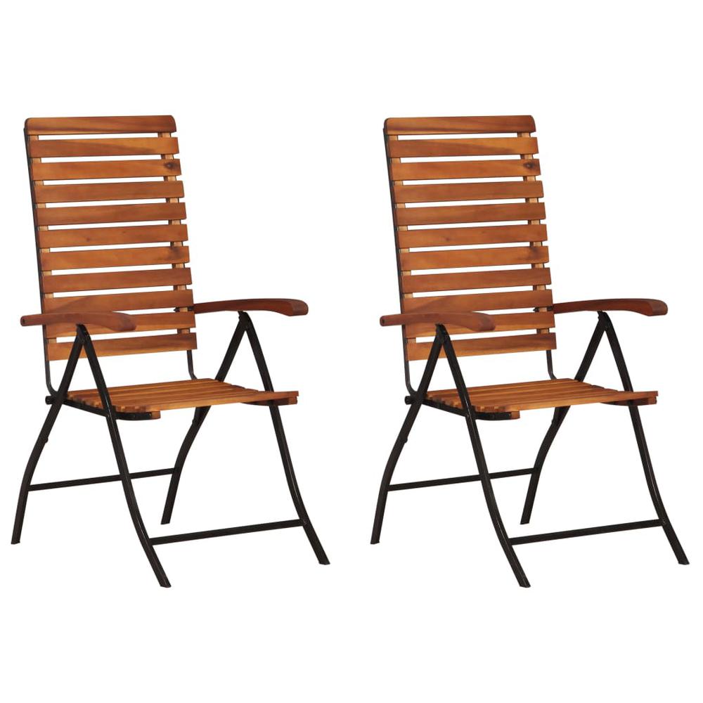 vidaXL Reclining Patio Chairs 2 pcs Solid Wood Acacia. Picture 1