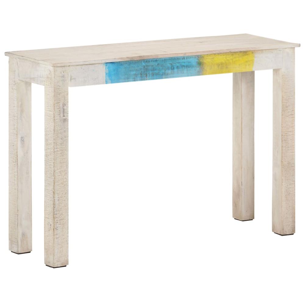 vidaXL Console Table White 45.3"x13.8"x30.3" Rough Mango Wood. Picture 1