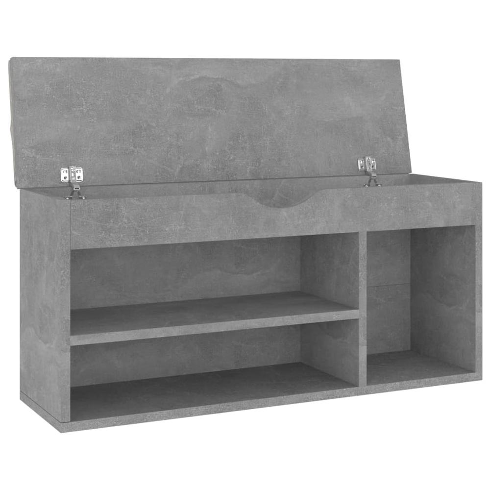 vidaXL Shoe Bench with Cushion Concrete Gray 40.9"x11.8"x19.3" Engineered Wood. Picture 4