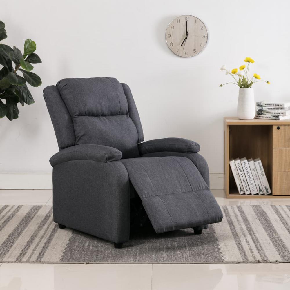 vidaXL TV Recliner Chair Dark Gray Fabric. Picture 3