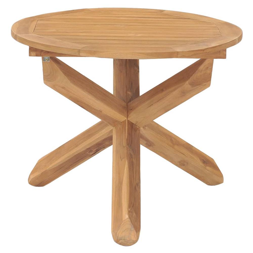 vidaXL Patio Dining Table Ã˜35.4"x29.5" Solid Teak Wood. Picture 2