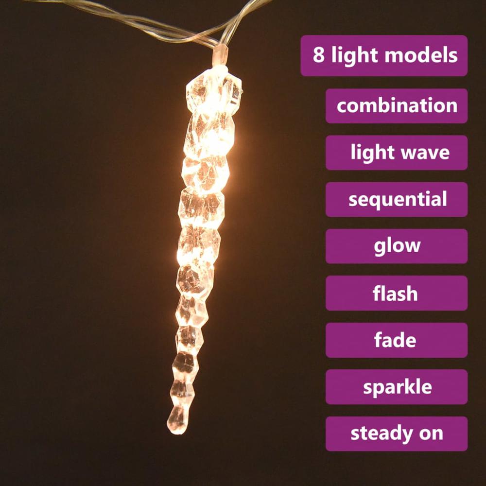 vidaXL Christmas Icicle Lights 40 pcs Warm White Acrylic Remote Control. Picture 4