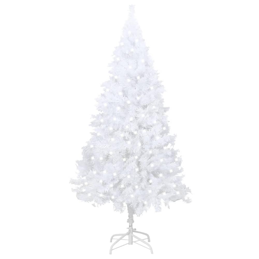 vidaXL Artificial Christmas Tree with LEDs&Thick Branches White 94.5". Picture 1