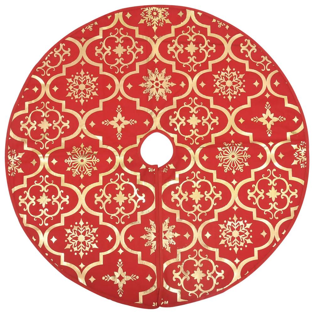 vidaXL Luxury Christmas Tree Skirt with Sock Red 59.1" Fabric. Picture 3