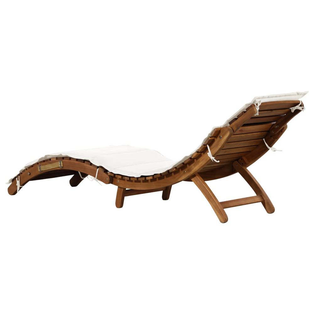 vidaXL Sun Lounger with Cushion Solid Acacia Wood Cream, 46652. Picture 3