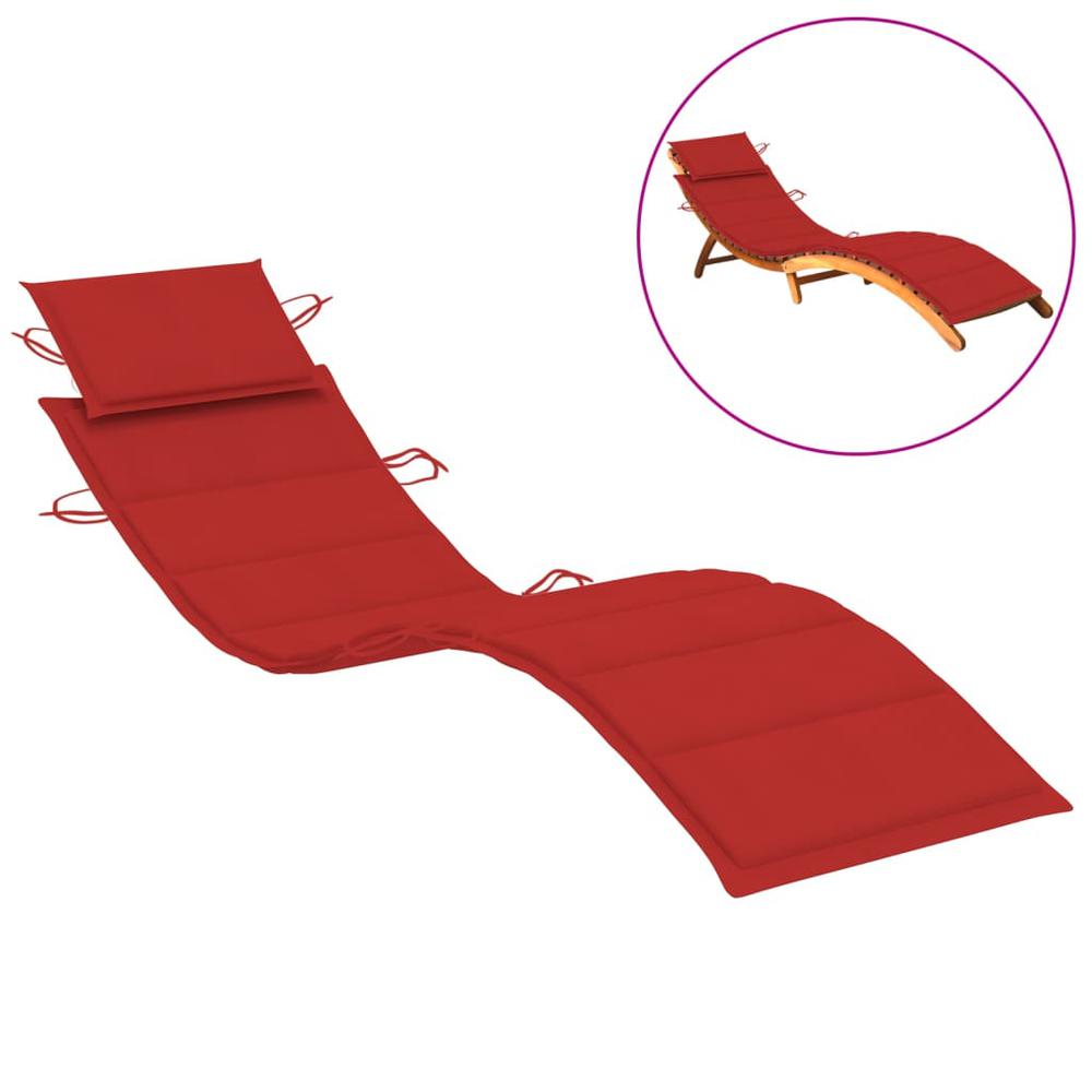 vidaXL Sun Lounger Cushion Red 73.2"x22.8"x1.2". Picture 1