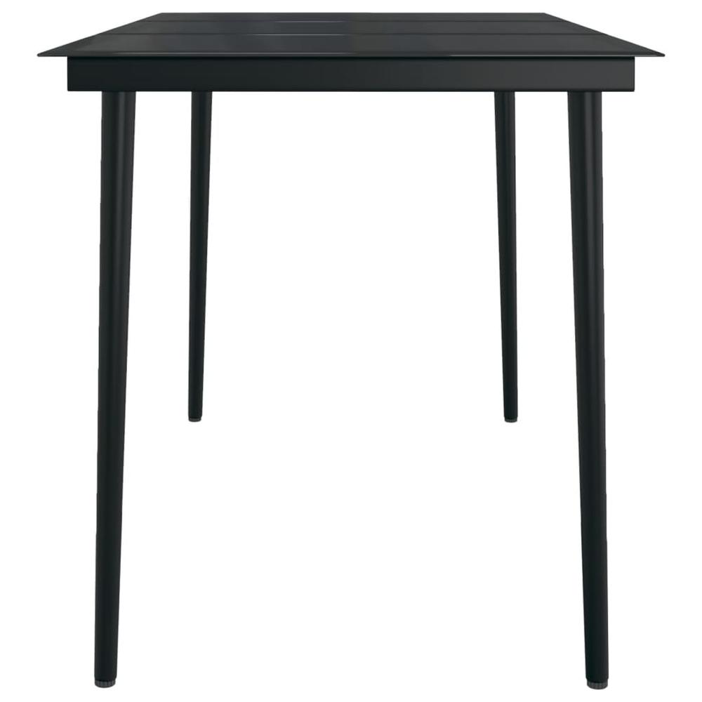 vidaXL Patio Dining Table Black 55.1"x27.6"x29.1" Steel and Glass, 318750. Picture 4