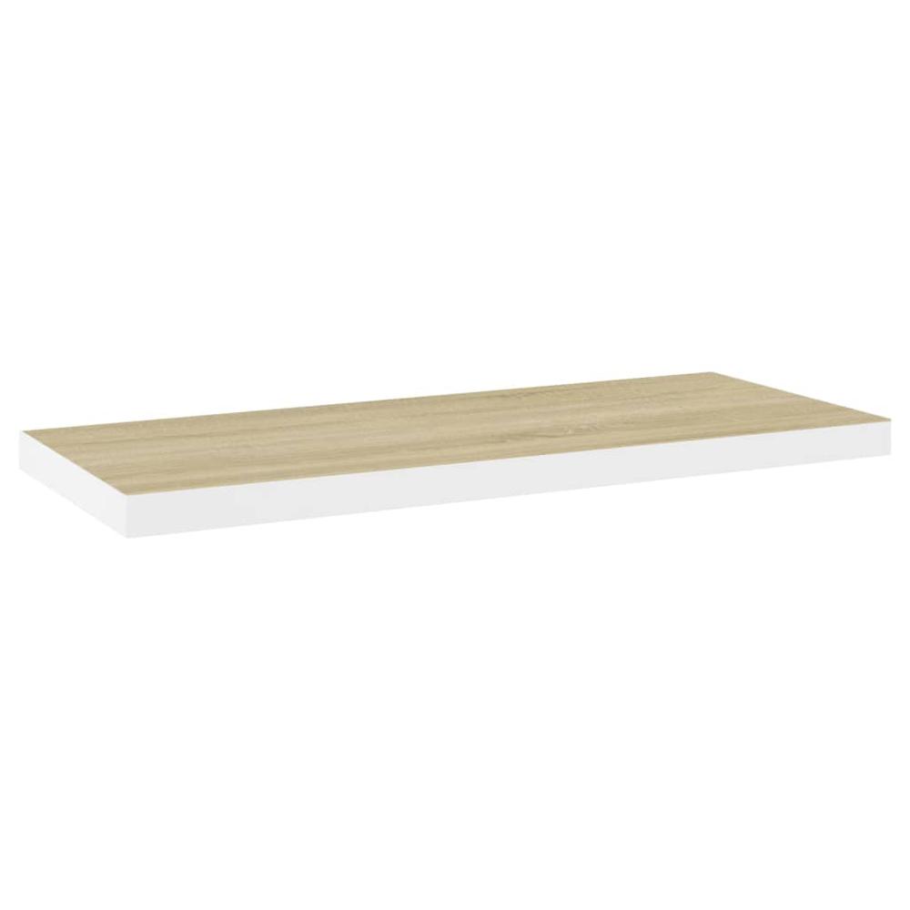 vidaXL Floating Wall Shelves 4 pcs Oak and White 31.5"x9.3"x1.5" MDF. Picture 4