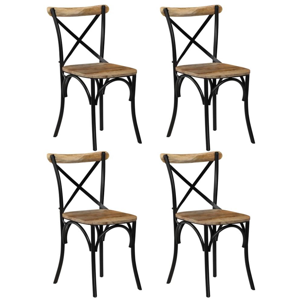 vidaXL Cross Chairs 4 pcs Black Solid Mango Wood. Picture 1