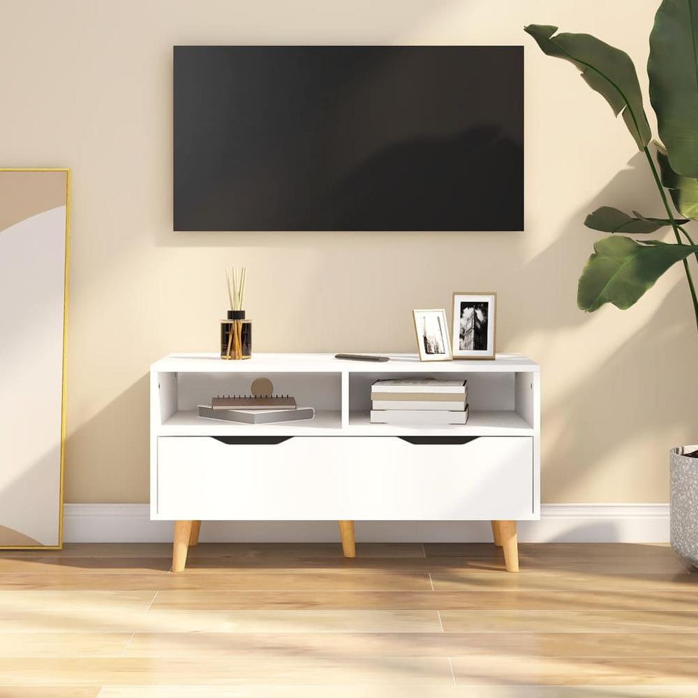 vidaXL TV Cabinet White 35.4"x15.7"x19.1" Engineered Wood. Picture 1