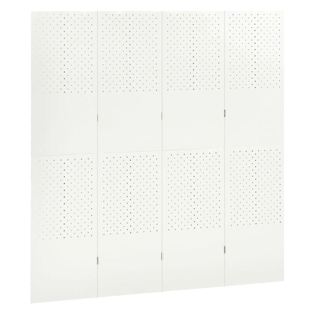 vidaXL 4-Panel Room Divider White 63"x70.9" Steel. Picture 3