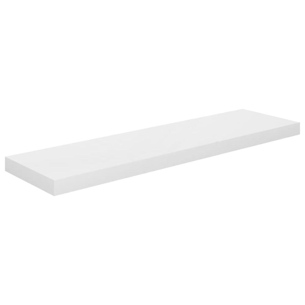 vidaXL Floating Wall Shelf High Gloss White 35.4"x9.3"x1.5" MDF. Picture 2