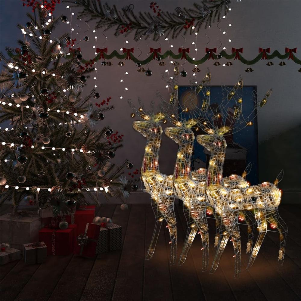 vidaXL Acrylic Reindeer Christmas Decorations 3 pcs 47.2" Multicolor. Picture 1