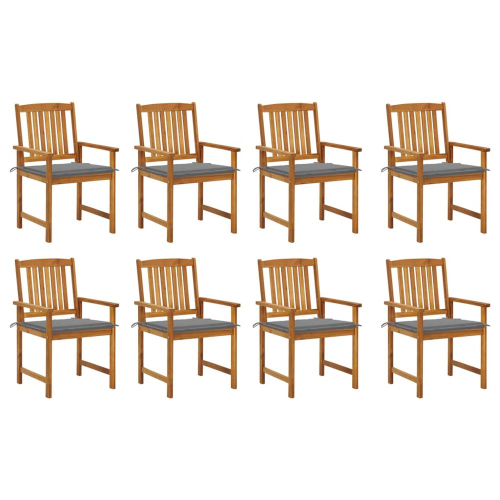 vidaXL Patio Chairs with Cushions 8 pcs Solid Acacia Wood, 3078167. Picture 1