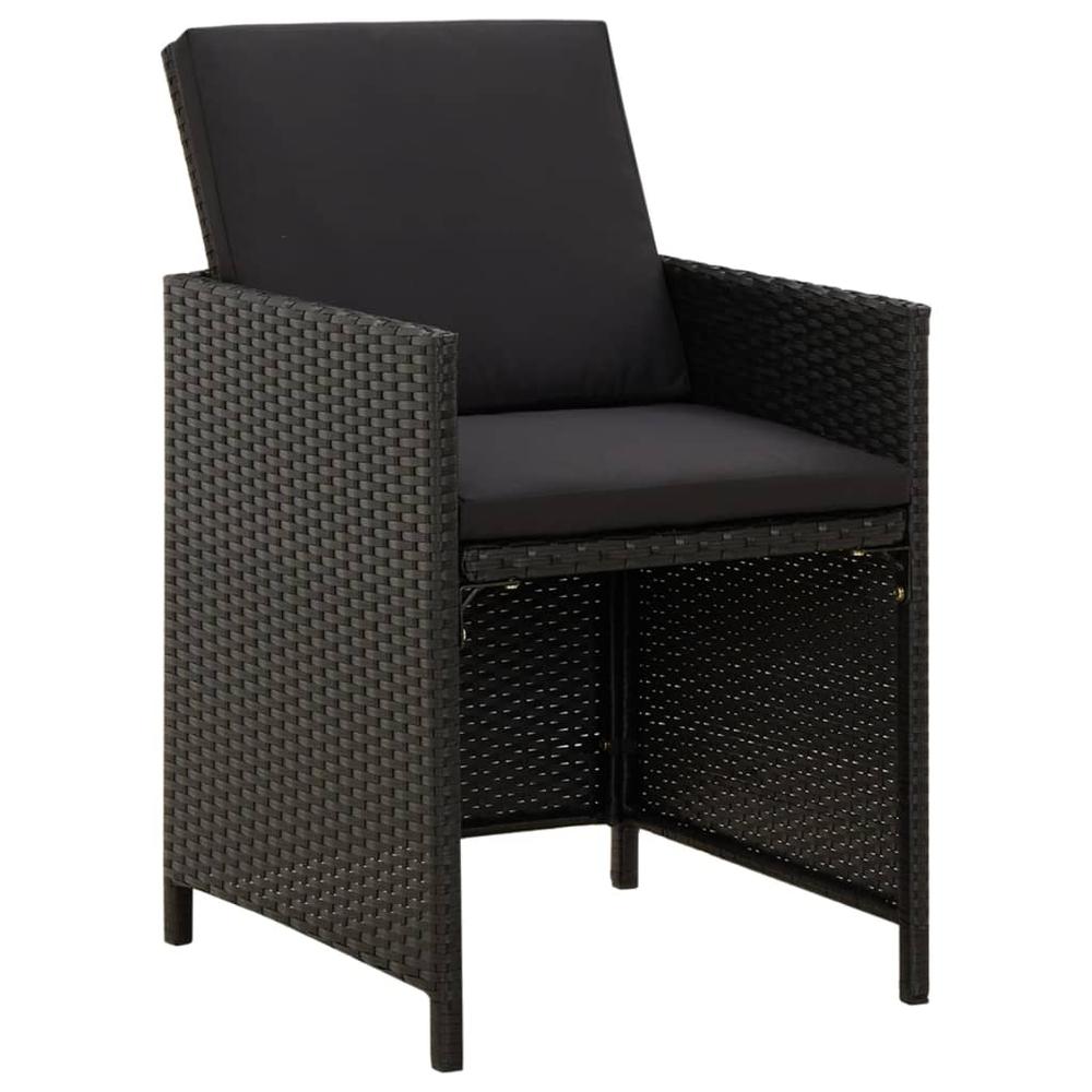 vidaXL Patio Chairs with Cushions 4 pcs Poly Rattan Black. Picture 2