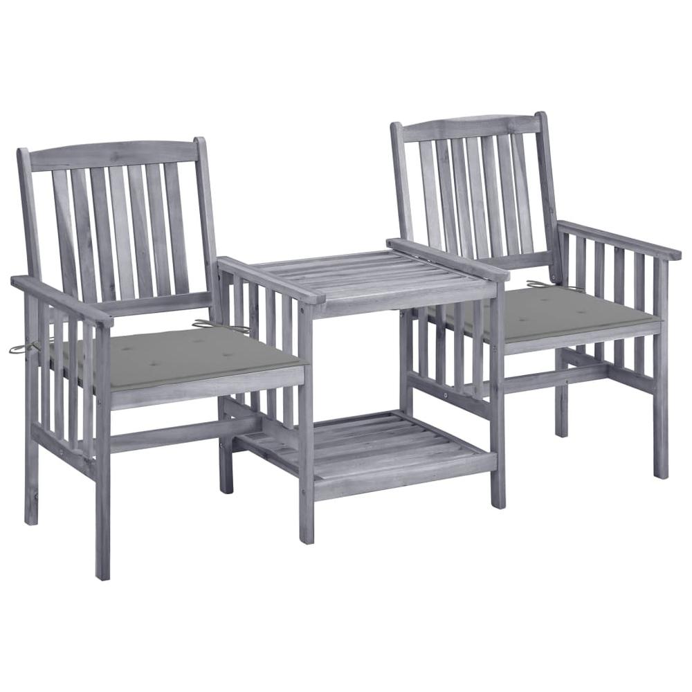 vidaXL Patio Chairs with Tea Table and Cushions Solid Acacia Wood, 3061303. Picture 1