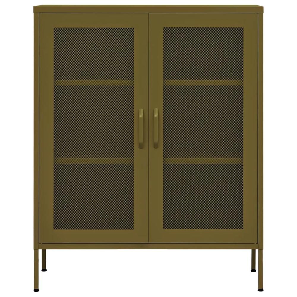 vidaXL Storage Cabinet Olive Green 31.5"x13.8"x40" Steel. Picture 3