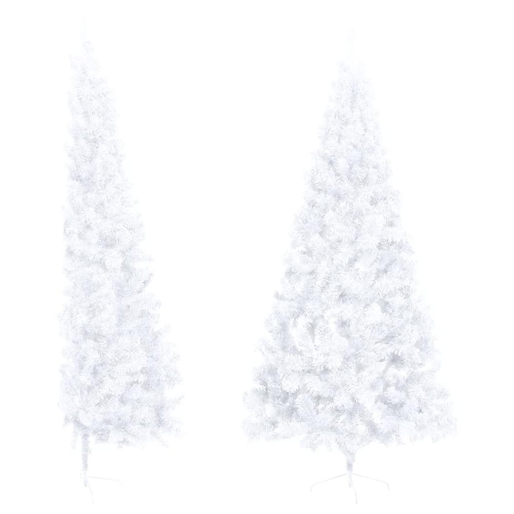 vidaXL Artificial Half Christmas Tree with Stand White 82.7" PVC. Picture 2