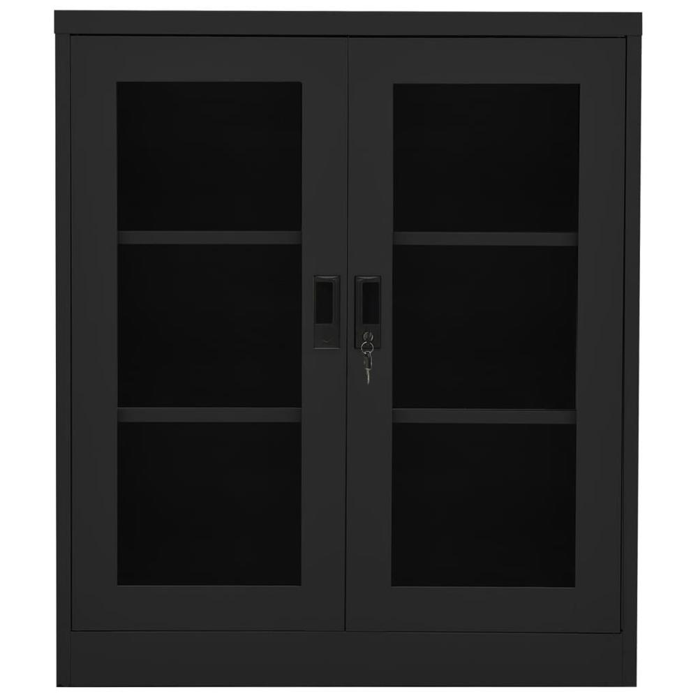 vidaXL Office Cabinet Anthracite 35.4"x15.7"x41.3" Steel. Picture 2