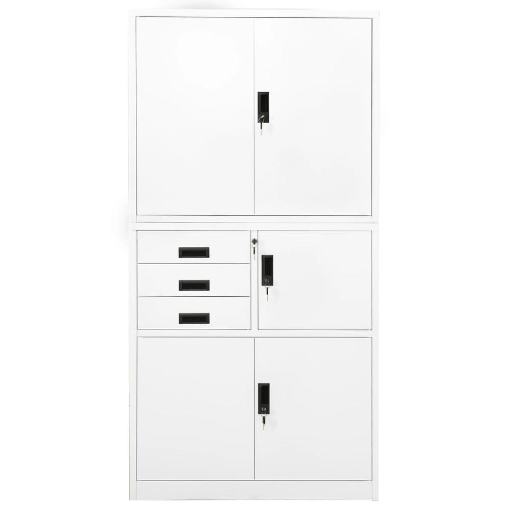 vidaXL Office Cabinet White 35.4"x15.7"x70.9" Steel, 336413. Picture 2