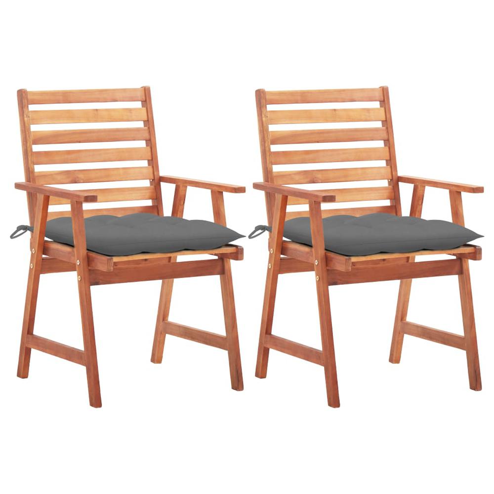 vidaXL Patio Dining Chairs 2 pcs with Cushions Solid Acacia Wood, 3064336. Picture 1