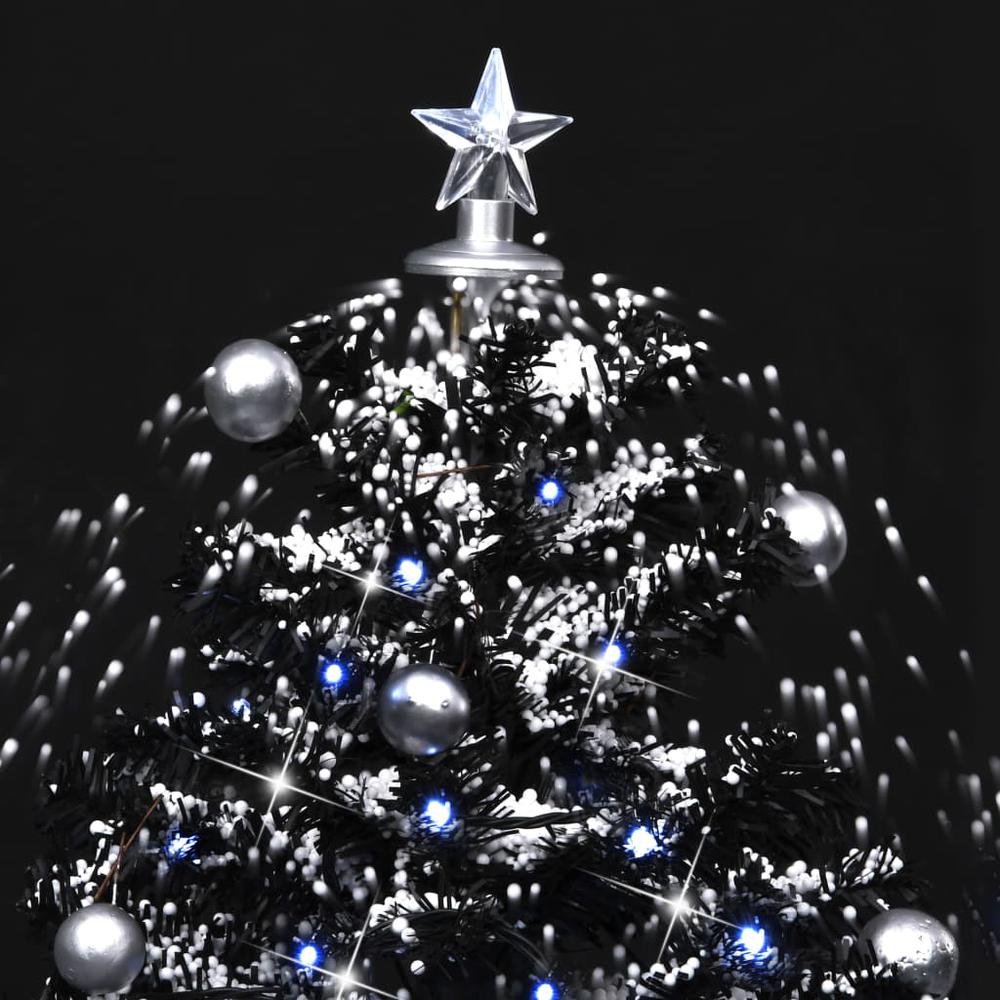 vidaXL Snowing Christmas Tree with Umbrella Base Black 29.5" PVC. Picture 4
