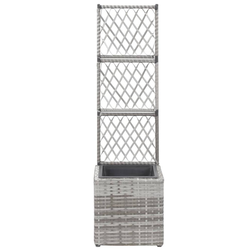 vidaXL Trellis Raised Bed with 1 Pot 11.8"x11.8"x42.1" Poly Rattan Gray. Picture 2