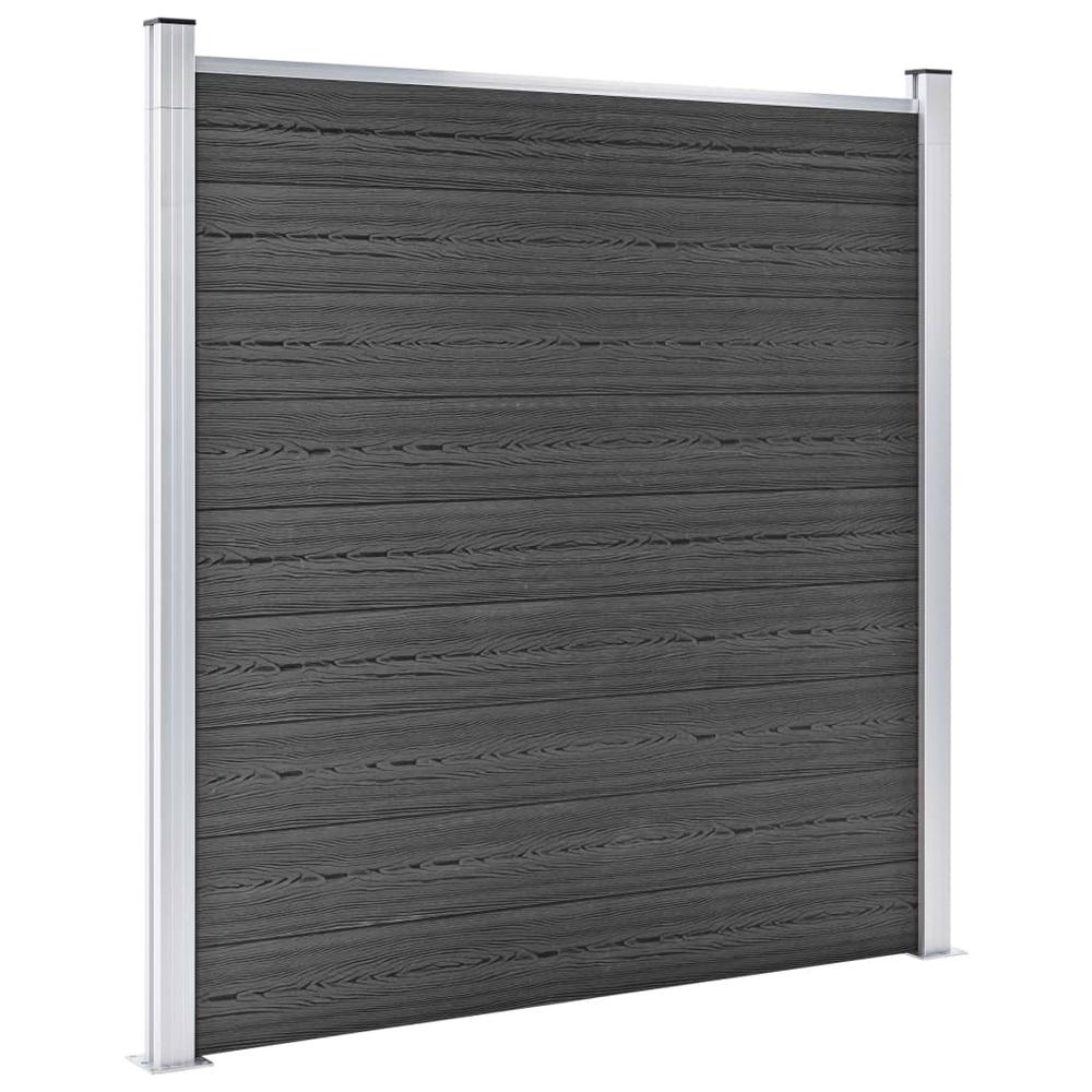 vidaXL Fence Panel WPC 70.9"x73.2" Black. Picture 2