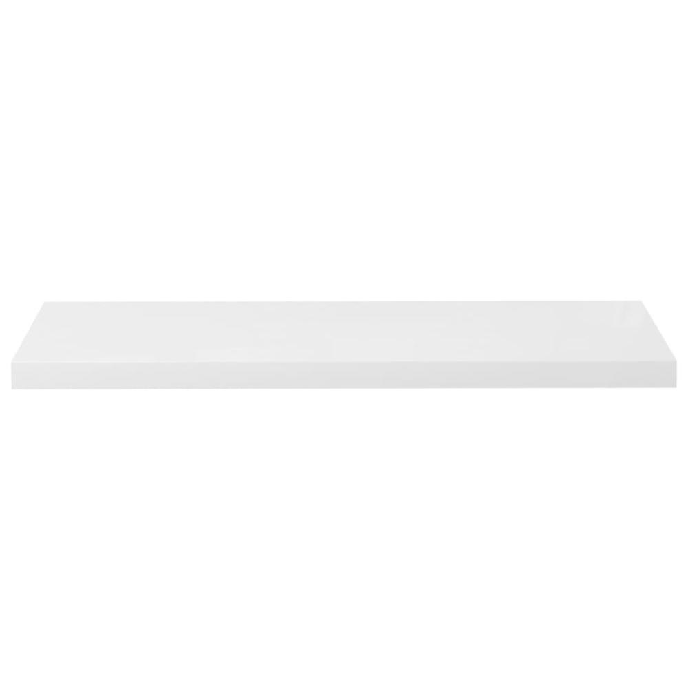 vidaXL Floating Wall Shelves 2 pcs High Gloss White 35.4"x9.3"x1.5" MDF. Picture 4
