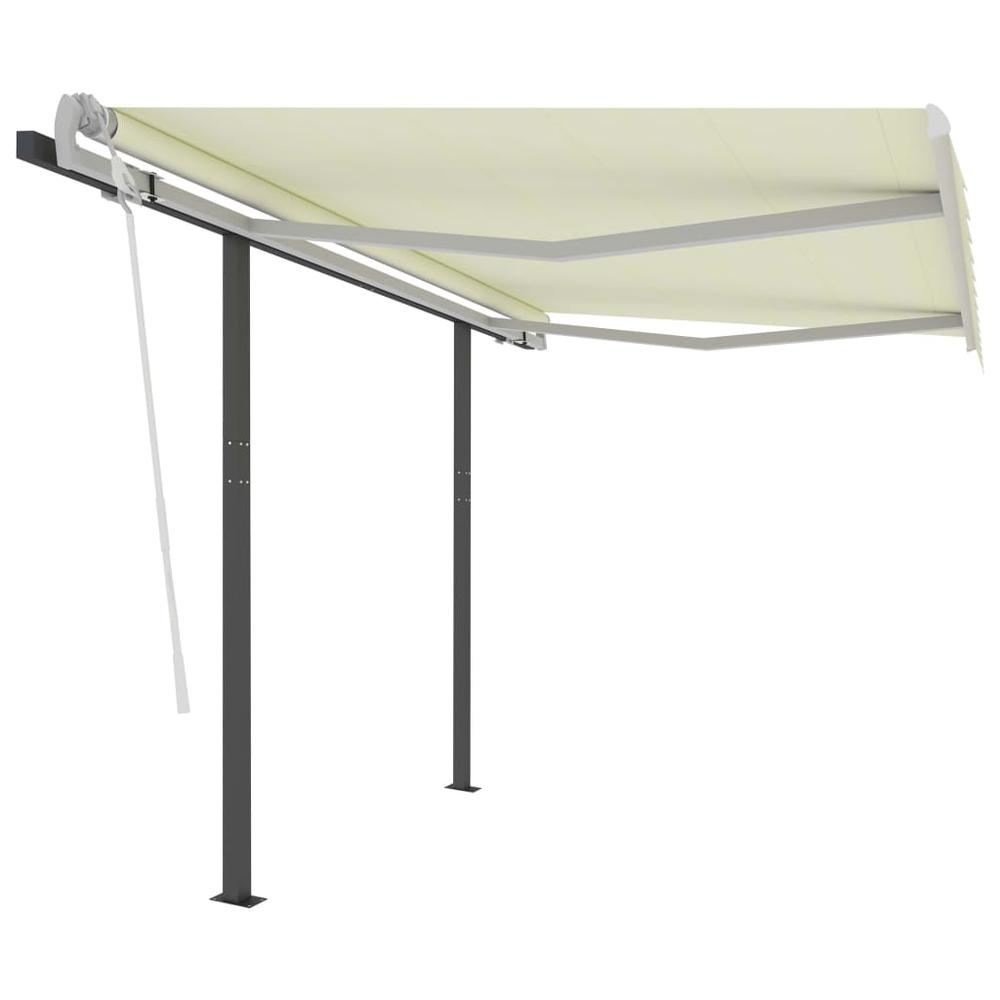 vidaXL Manual Retractable Awning with Posts 9.8'x8.2' Cream, 3070097. Picture 2