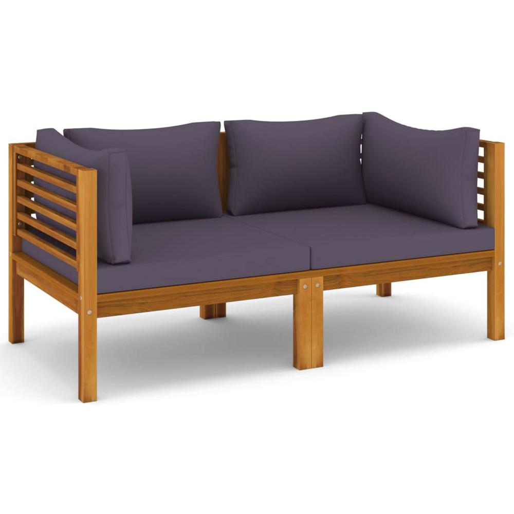 vidaXL 2-Seater Patio Sofa with Cushion Solid Acacia Wood. Picture 2
