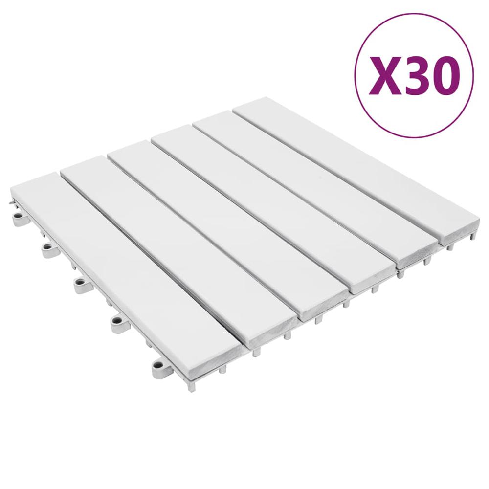 vidaXL Decking Tiles 30 pcs White 11.8"x11.8" Solid Wood Acacia, 3114663. Picture 1
