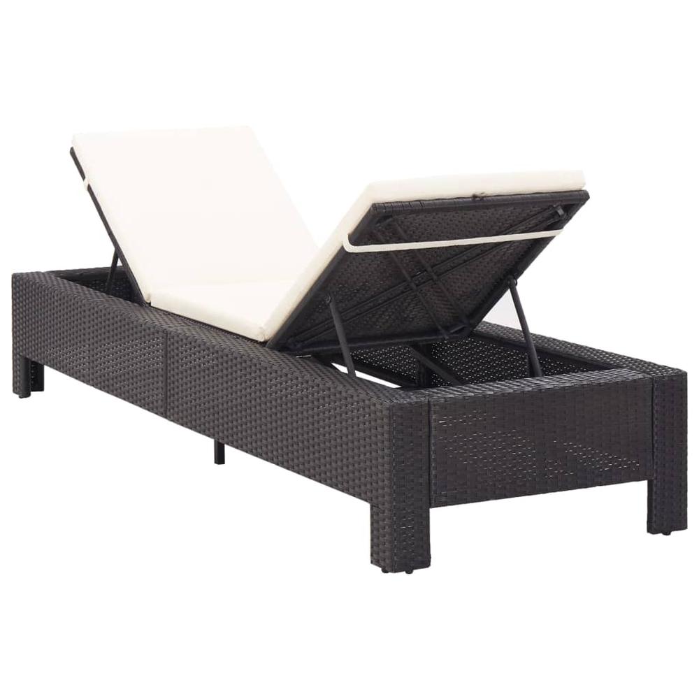 vidaXL Sunbed with Cushion Black Poly Rattan, 46234. Picture 3