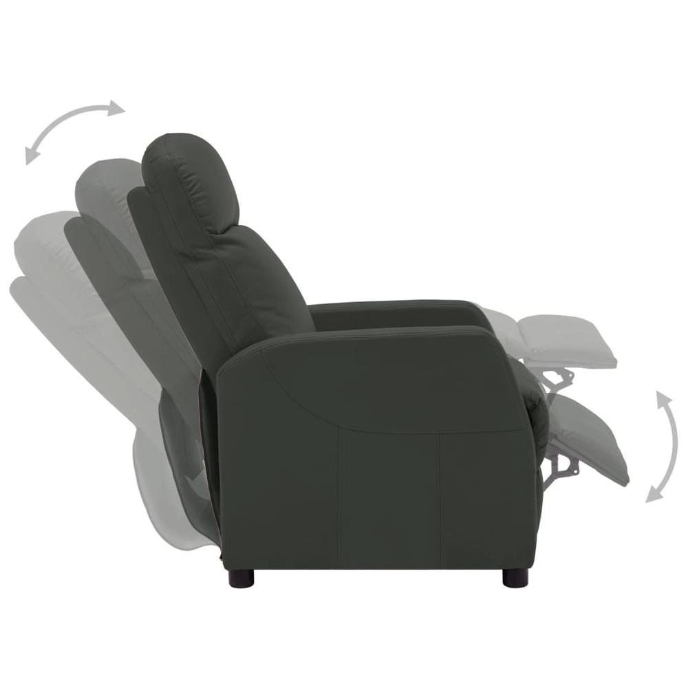 vidaXL Reclining Chair Anthracite Faux Leather. Picture 3