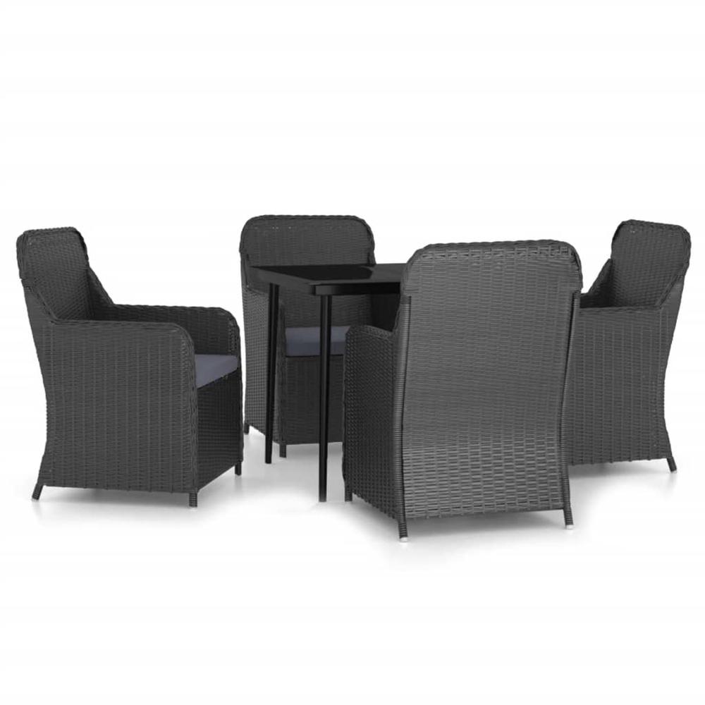 vidaXL 5 Piece Patio Dining Set with Cushions Black, 3099542. Picture 2