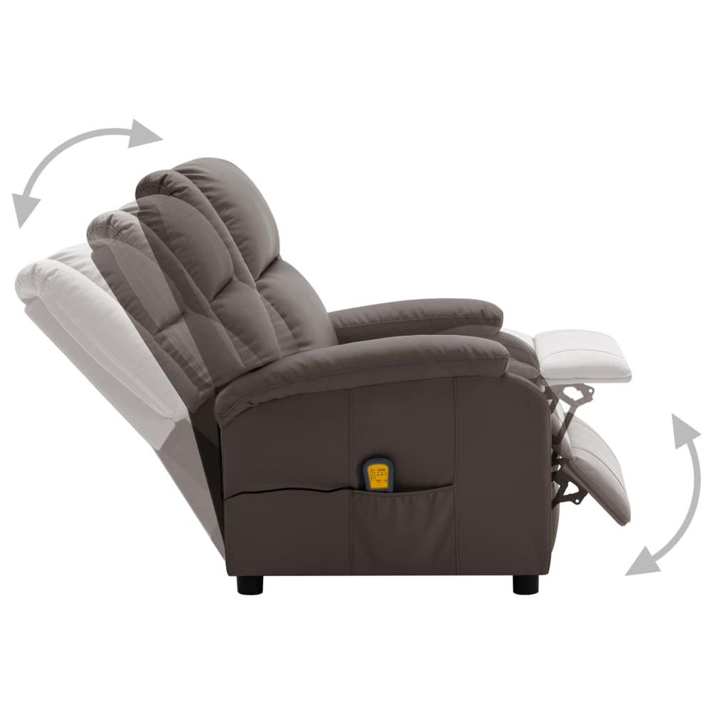 vidaXL Electric Massage Recliner Brown Faux Leather. Picture 4