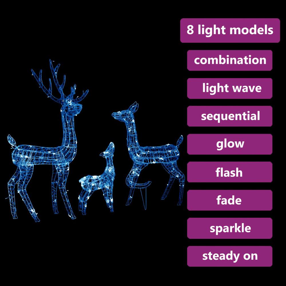 vidaXL Acrylic Reindeer Family Christmas Decoration 300 LED Blue. Picture 4