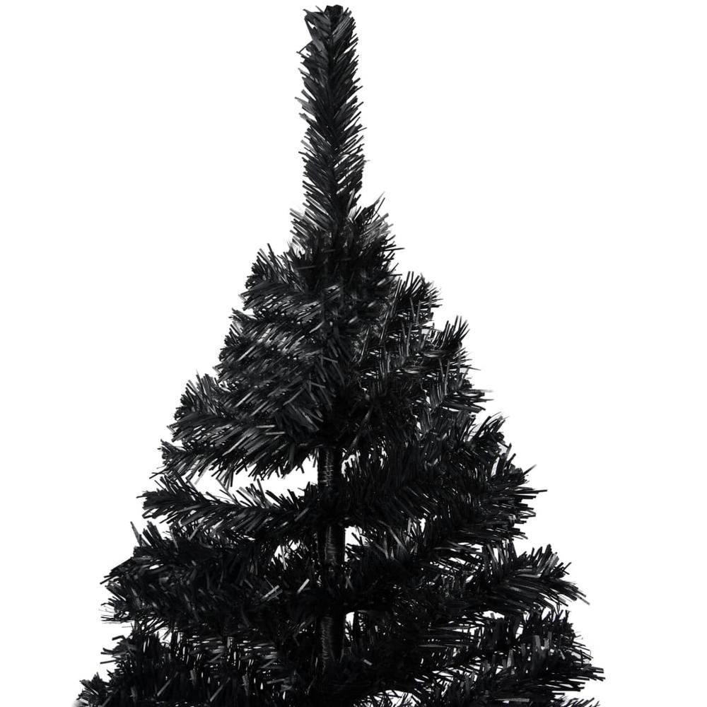vidaXL Artificial Christmas Tree with LEDs&Stand Black 82.7" PVC. Picture 4