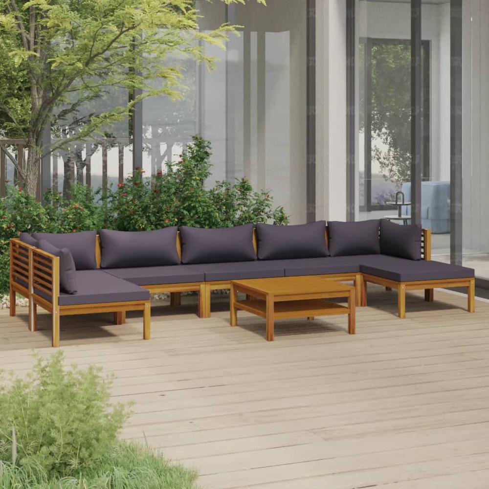 vidaXL 8 Piece Patio Lounge Set with Cushion Solid Acacia Wood, 3086923. Picture 1