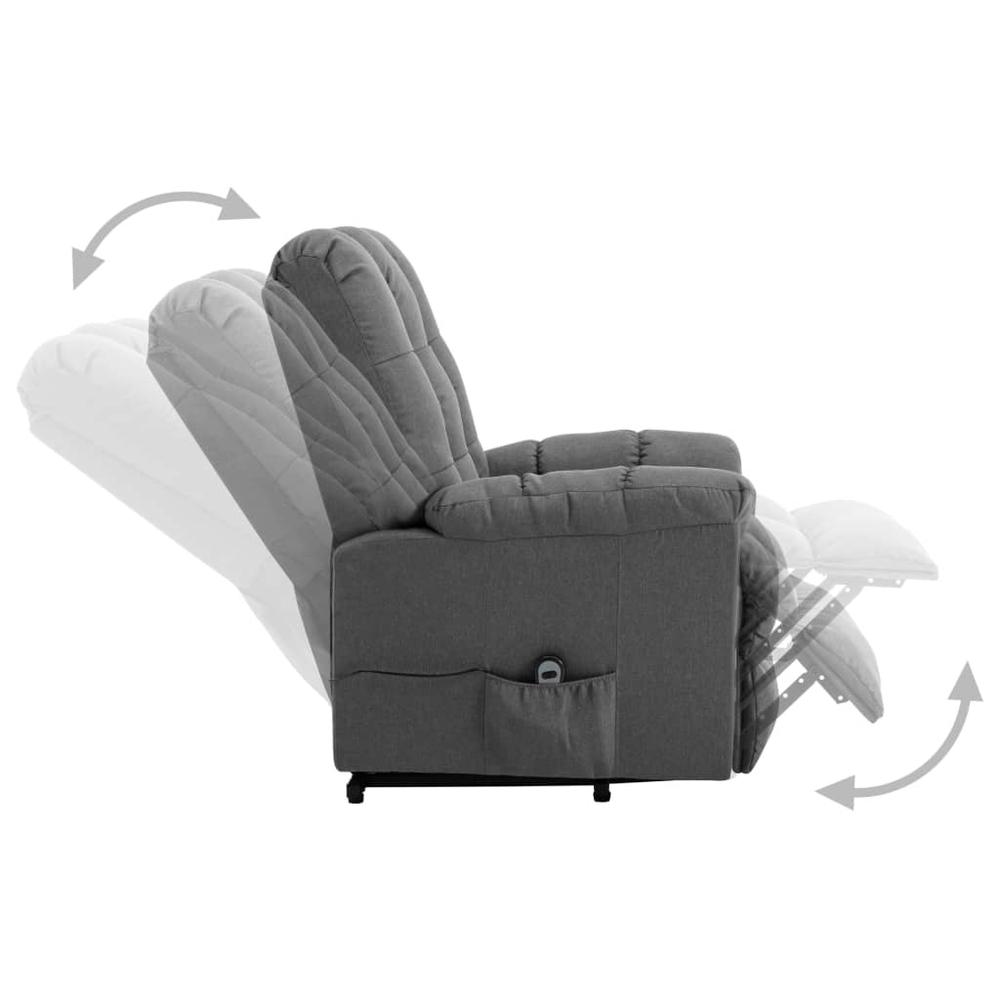 vidaXL Stand-up Recliner Light Gray Fabric. Picture 4