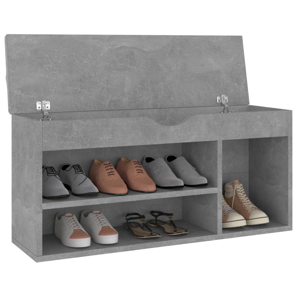 vidaXL Shoe Bench with Cushion Concrete Gray 40.9"x11.8"x19.3" Engineered Wood. Picture 3