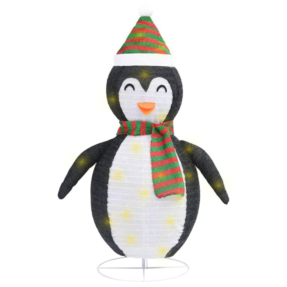 vidaXL Decorative Christmas Snow Penguin Figure LED Luxury Fabric 35.4". Picture 2