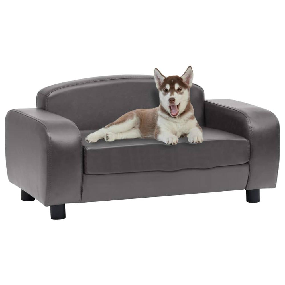 vidaXL Dog Sofa Gray 31.5"x19.7"x15.7" Faux Leather. Picture 1